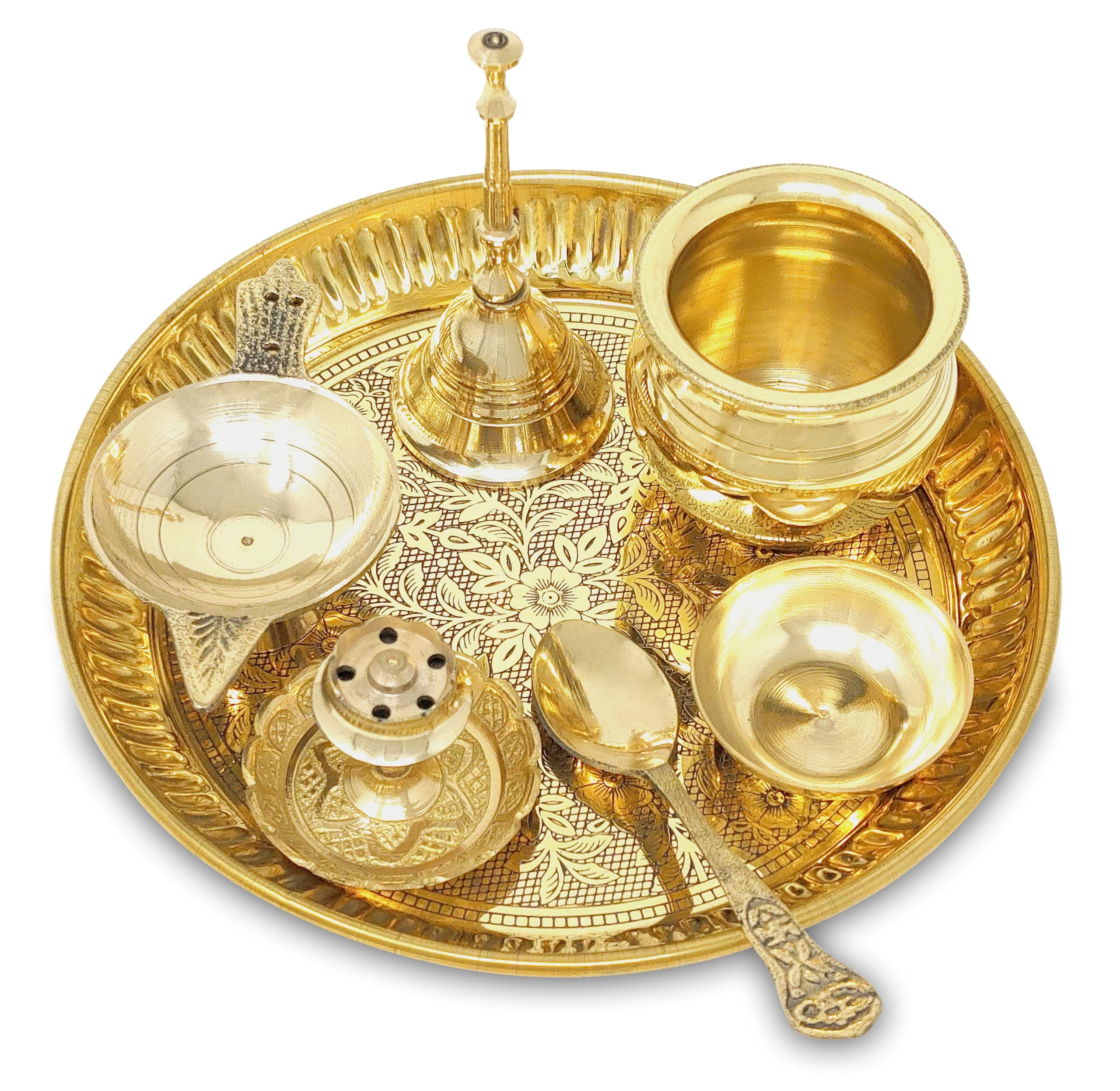 BENGALEN Brass Pooja Thali Set 6 Inch