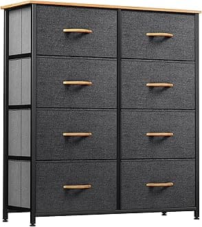 YITAHOME Dresser with 8 Drawers - Fabric Storage Tower, Organizer Unit for Bedroom, Living Room, Hallway, Closets - Sturdy Steel Frame, Wooden Top & Easy Pull Fabric Bins