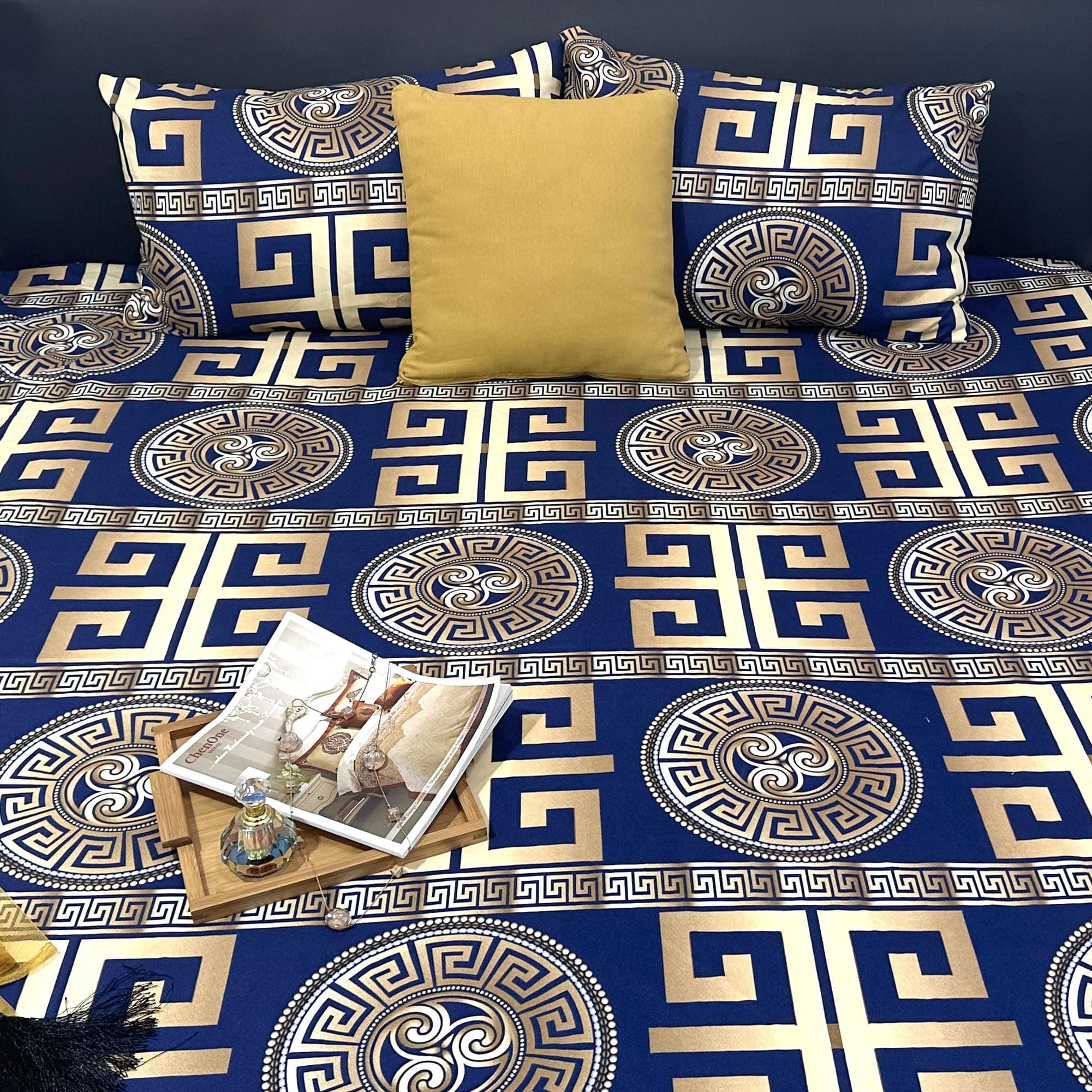 Wrapest Luxurious Bedding Sheets with Pillowcases – Breathable Cooling Bed Sheets with 360 Elastic – Soft and Wrinkle-Resistant (Navy Nebula, King)