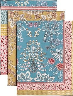 Kitchen Towels Set of 3 100% Cotton 27.50" x 20" Reusable Cloth Tea Dish Towels Absorbent with Hanging Loop for Kitchen Easter Decorations Spring/Summer (Marquise)