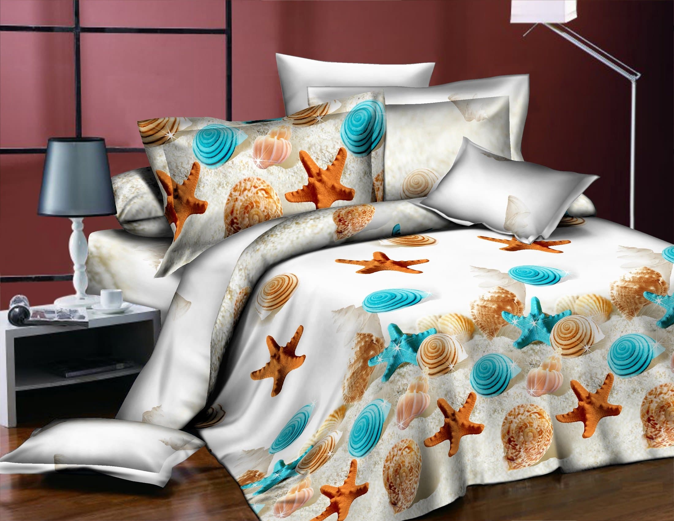 3D Print Double Polysatin Bed Sheet With Two Pillow Cover Set Multicolor