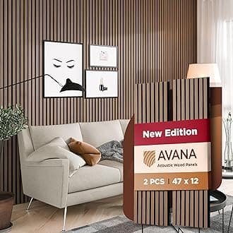 Avana Acoustic Wood Wall Panels – 47.2 X 12.6 Inch Smoke Walnut Acoustic Panels 2 PCs – Modern Wall Panels For Interior Wall Decor For Homes, Offices, Studios – Sturdy And Durable Wood Panels For Wall