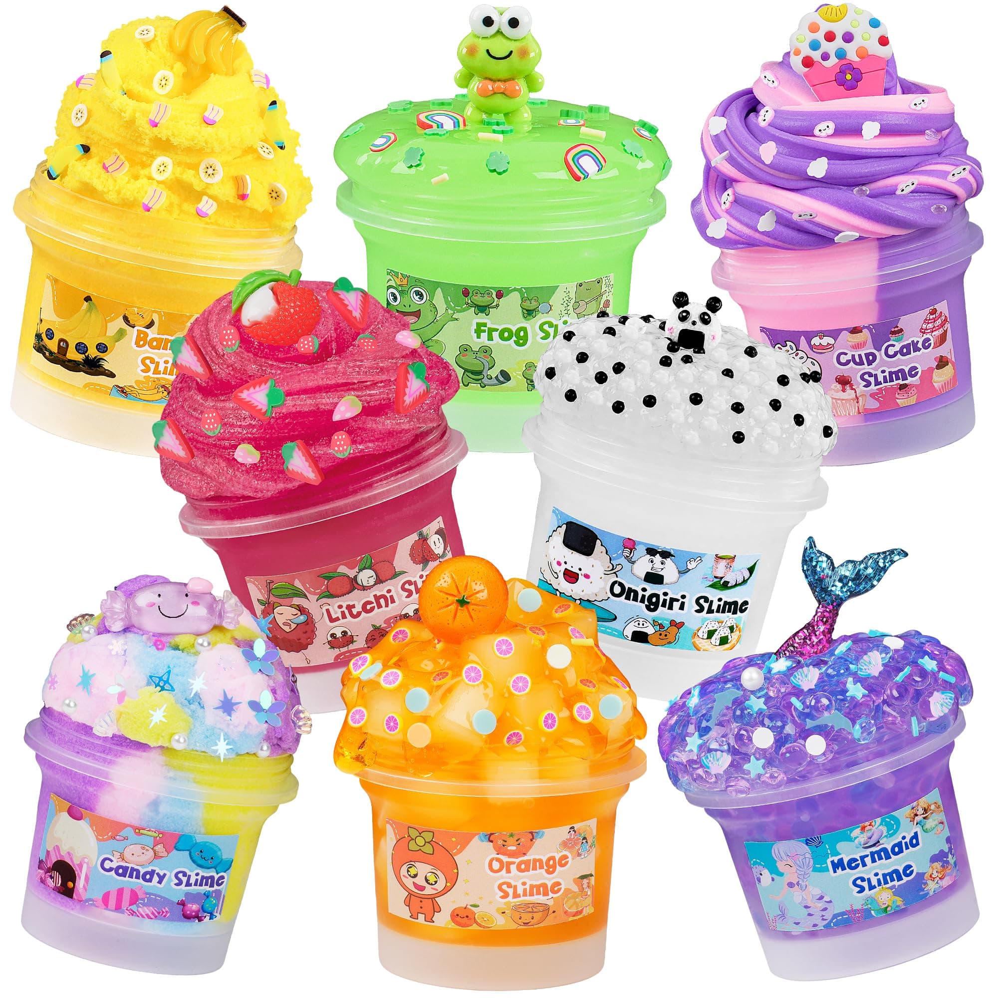 Slime Variety Pack Different Textures, 8 x 100ml Slimes Kit Includes Rainbow Cloud, Butter, Clear, Glow in The Dark Slime, Slimes Party Favors for Kids, Birthday Easter Halloween Boys & Girls Gift