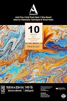 - White Net Handmade Papers (280 GSM) Ultra Premium fine Textured Dotted Handmade Watercolor Papers for Watercolour, Acrylic, Ink and Mixed Media (A2-10)