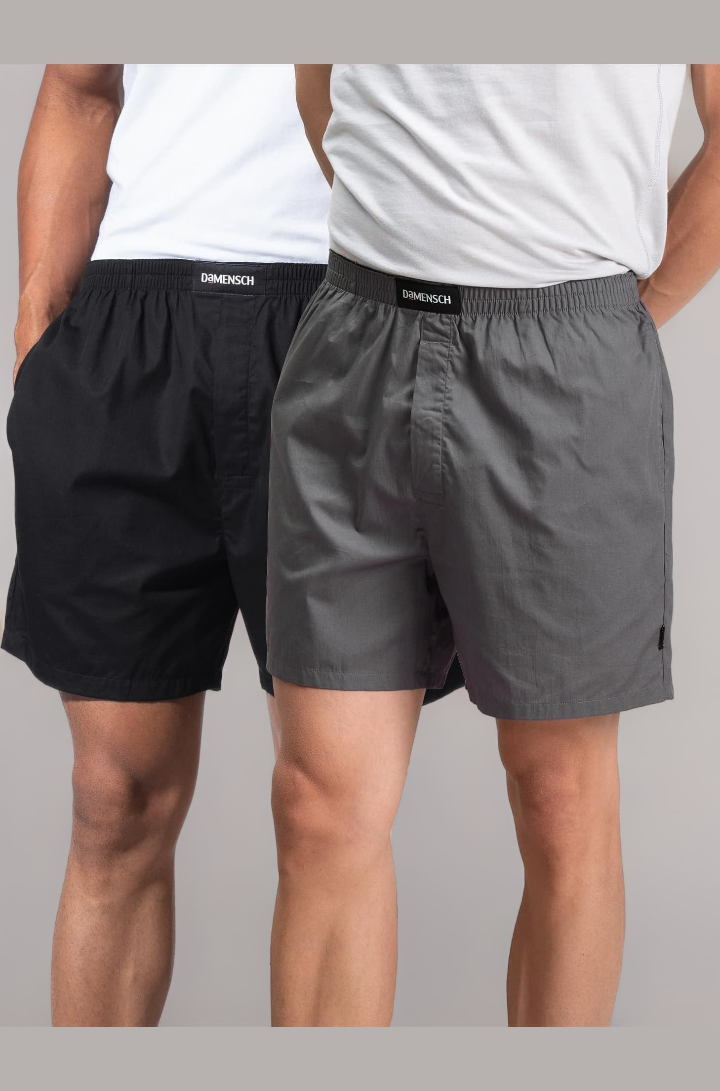 DAMENSCH Regular Fit Solid 100% Soft & Durable Cotton Boxer Shorts Dual Pockets Anti-Bacterial Moisture Wicking Microfibre Waistband Ultra-Light Boxers for Men