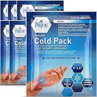 MED PRIDE Instant Cold Pack First Aid Kit Ice Pack for Injuries and Pain Relief, No Freezer Needed, 5in X 6in (6 Count (Pack of 1) Clear)