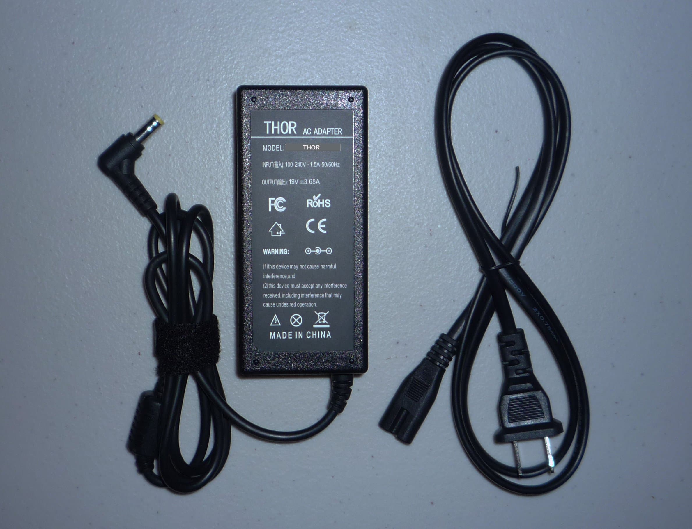 Thor Brand Replacement Ac Power Adapter Cord for Asus EEE Top Pc Model: EEE TOP 04g265003550 B202 Eb1012p Eb1501 Eb1502 Et2002t Et1601 Et2001b Et2002 Et1602 Et1602c Et2010agt Et2010pnt