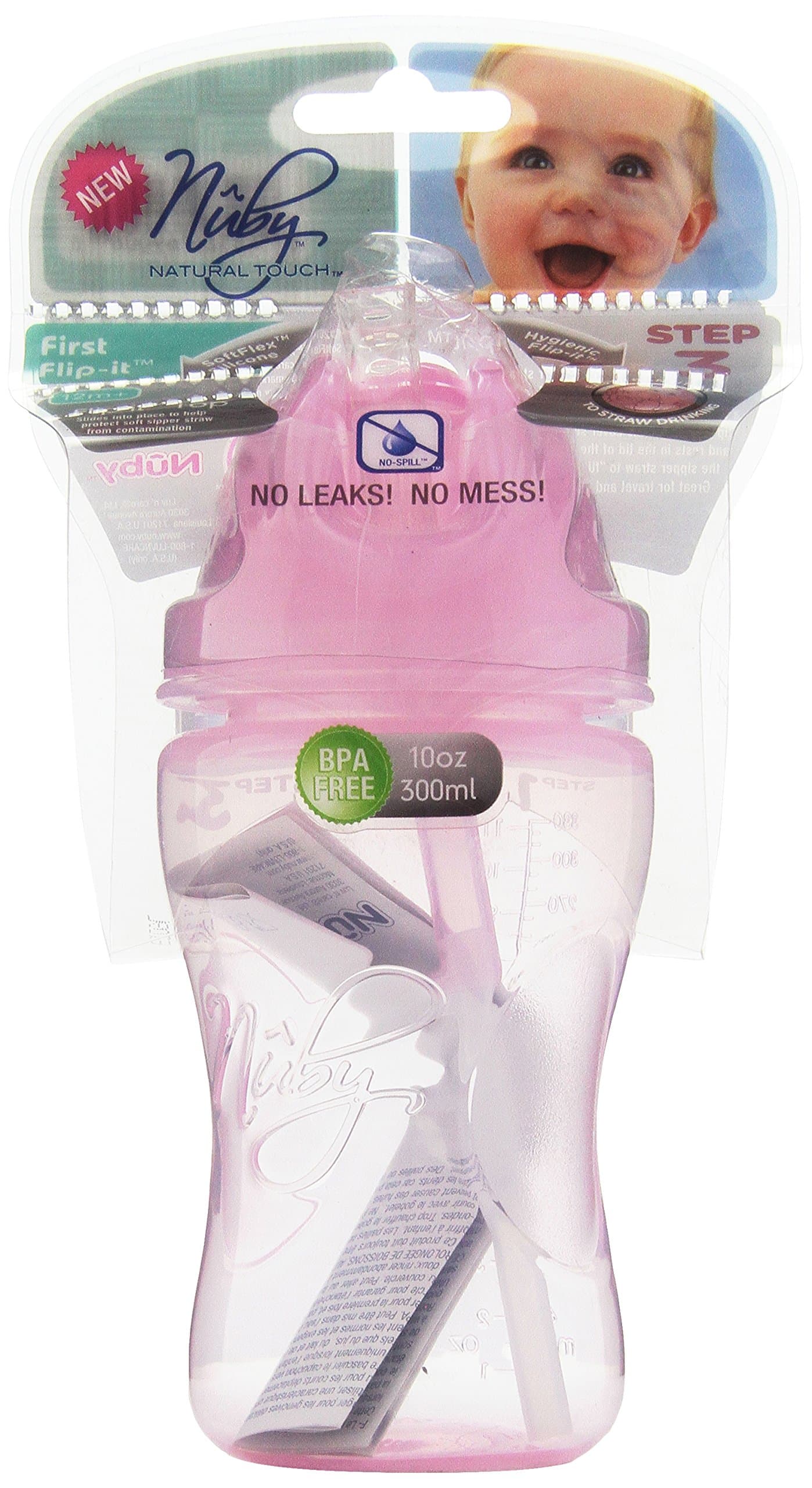 NubyNatural Touch Flip-It Straw Cup, 10 Ounce