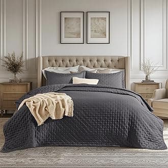 Bedsure King Quilt - Ultra Soft Quilt Bedding for Modern & Scandinavian Bedrooms, Lightweight All-Season King Size Comforter, Charcoal Bedspread Coverlet 106x96 Inch