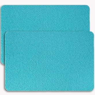 Non-Slip Bathtub Mat, 2 Pack Anti Slip Shower Mat, Fast Drying Bathtub Mats, Foot Scrubber Mat, Anti Slip Mat for Tub, Floor, Bathroom, Kitchen, Home, Hotel (Turquoise Blue 24"×16"+24"×16")