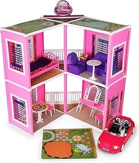 TOYZONE Glamour Doll House | Role Play Set for Girls | Barbie Theme | Dollhouse Accessories | Imaginative Play | Playhouse | for Kids Age 2-8 Years