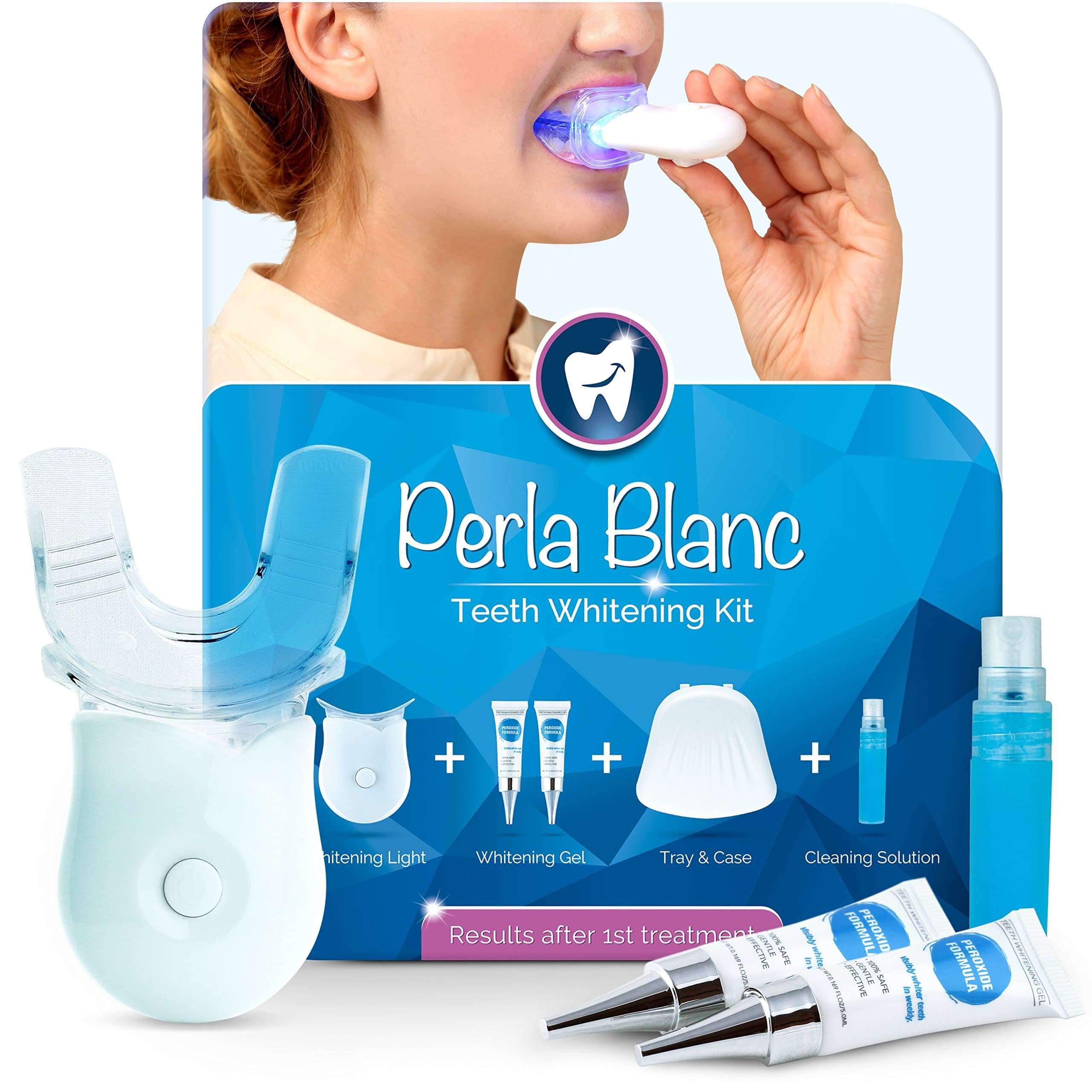 Teeth Whitening Kit, LED Light, 35% Carbamide Peroxide, (2) 5ml Gel Tubes, Tray and Case (Premium Kit)