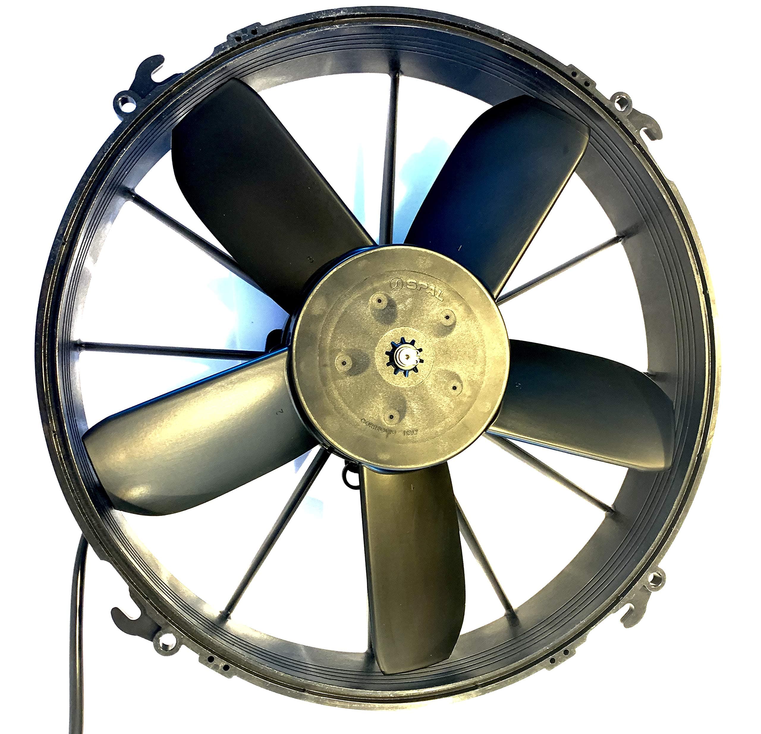 Spal30102038 12" Puller Fan 12 Volt High Performance Straight Blade 1640 cfm w Plastic Shroud