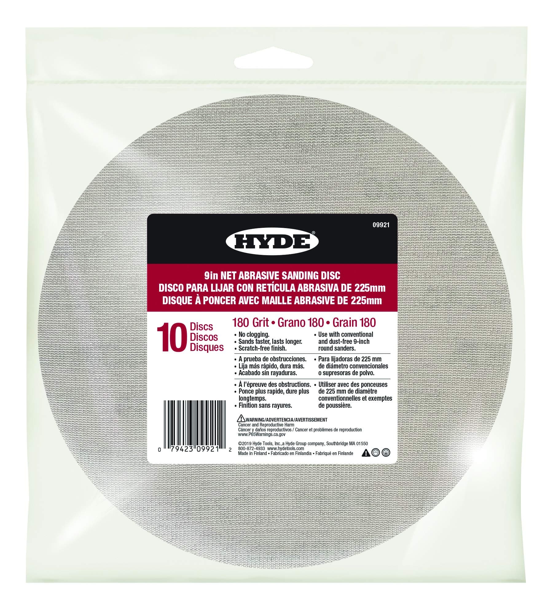 Hyde09921 9" Disk Abrasive Sanding Net, 180 Grit, 10 pack