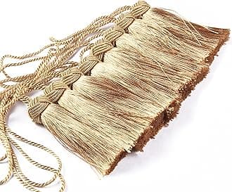 BEL AVENIR 8 Pcs Set Elegant Polyester Key Tassel Colorful Craft Tassels Charms Key Tassel for Christmas Tree DIY Craft Garland Project Wedding Home Party Decorations (Golden)