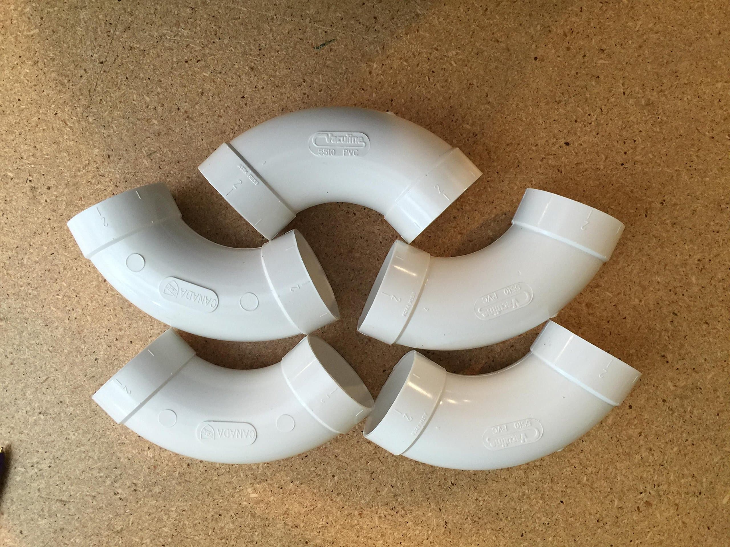 Replacement CENTRAL VACUUM 5 PACK 90 DEGREE SWEEP ELBOW PVC