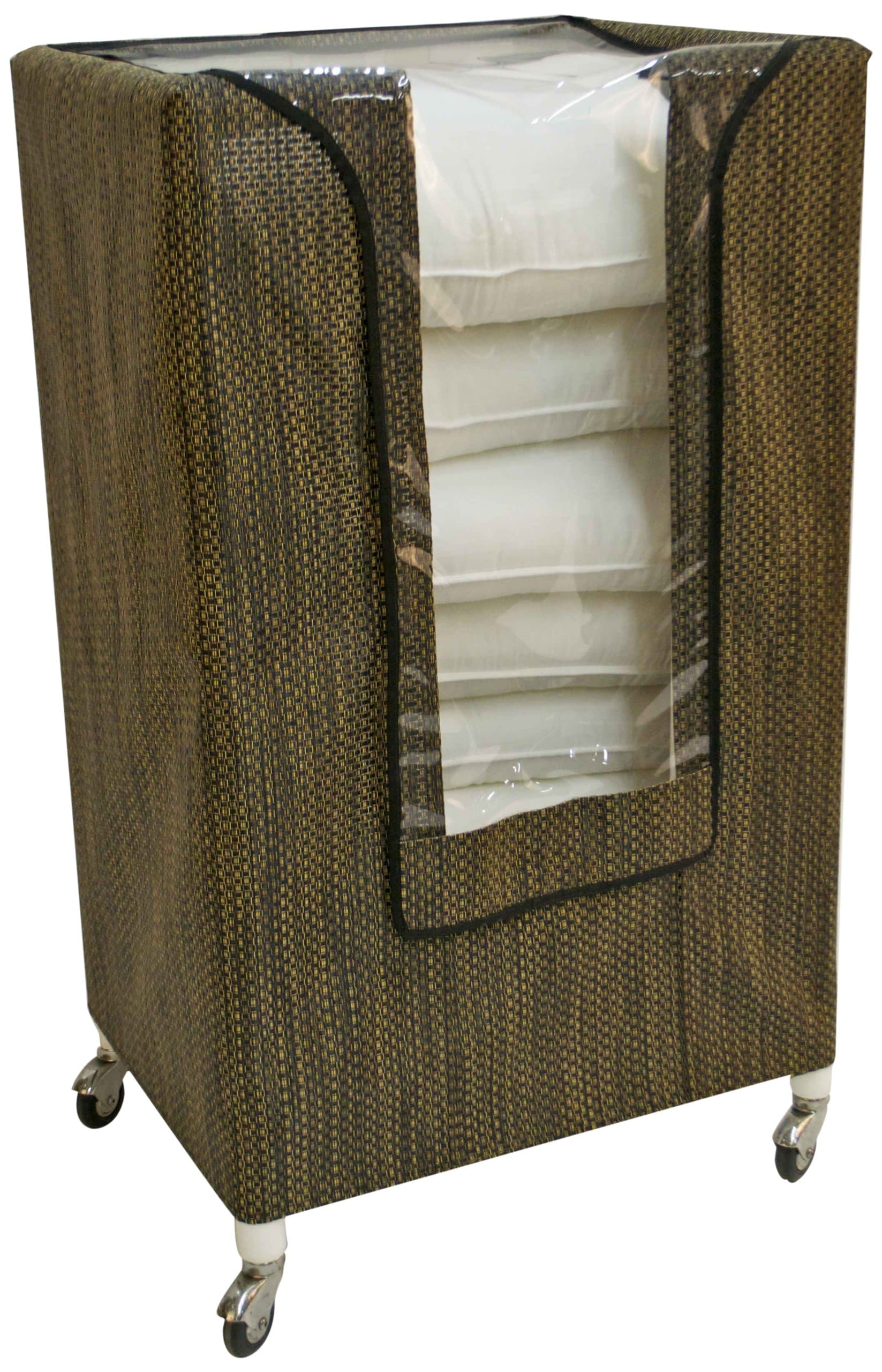 CENTiCARE PC-4000-DW Mobile Covered Storage Cart with Clear Vinyl front Flap, Driftwood Color
