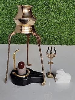 Narmadeshwar Shivling & Narmada Shivling Full Set, Nag (Snake), Nandi, Trishul, Water Stand in Brass and Stone Yoni Base Jaladhari, Shiva Ling by Shivam VASTU Kala SHIVLIBG Art
