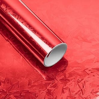 Lypumso Forged Carbon Fiber Vinyl Wrap, Gloss Holograpgic Chrome Mirror Car Wrap Vinyl DIY Auto Sticker Decal Film Sheet with Bubble Free Air Release (Red, 1ft x 5ft)