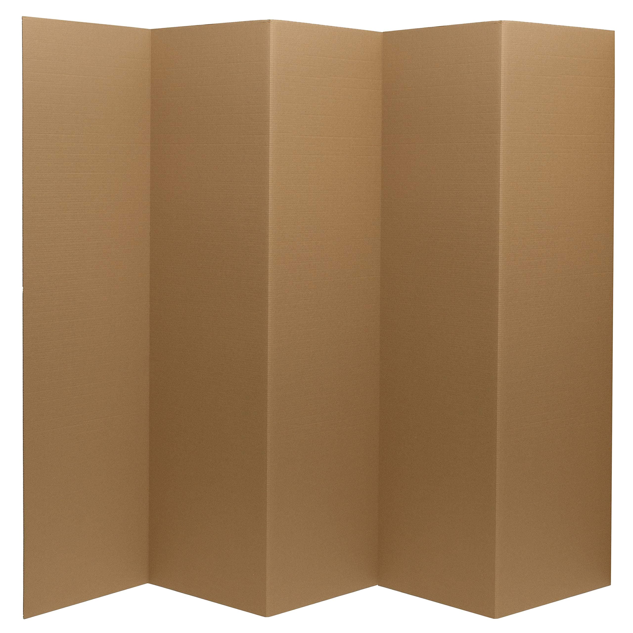 6 ft. Tall Brown Temporary Cardboard Folding Screen - 5 Panel