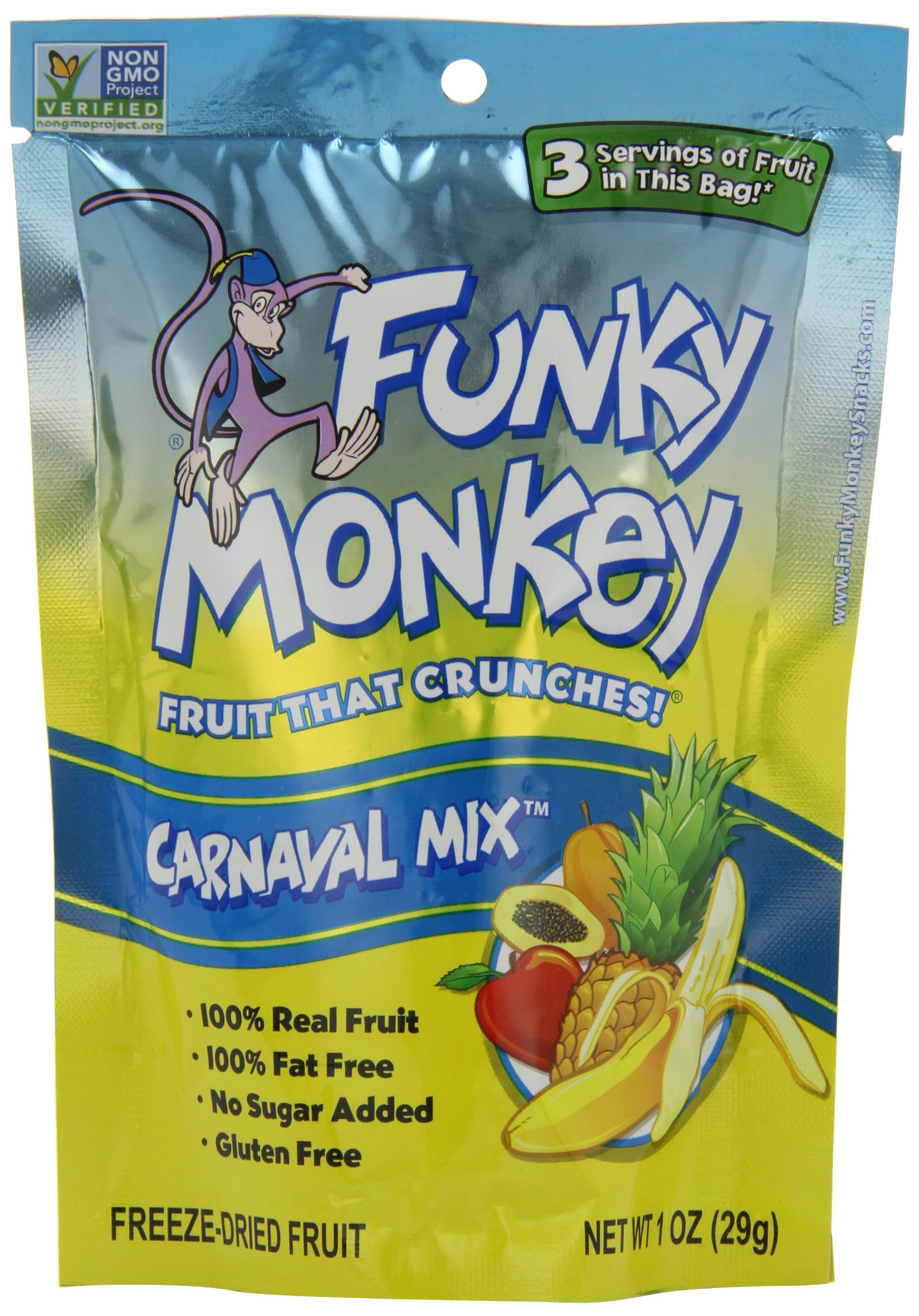 Funky Monkey Snacks Carnaval Mix, Freeze-Dried Fruit, 1-Ounce Bags (Pack of 12)
