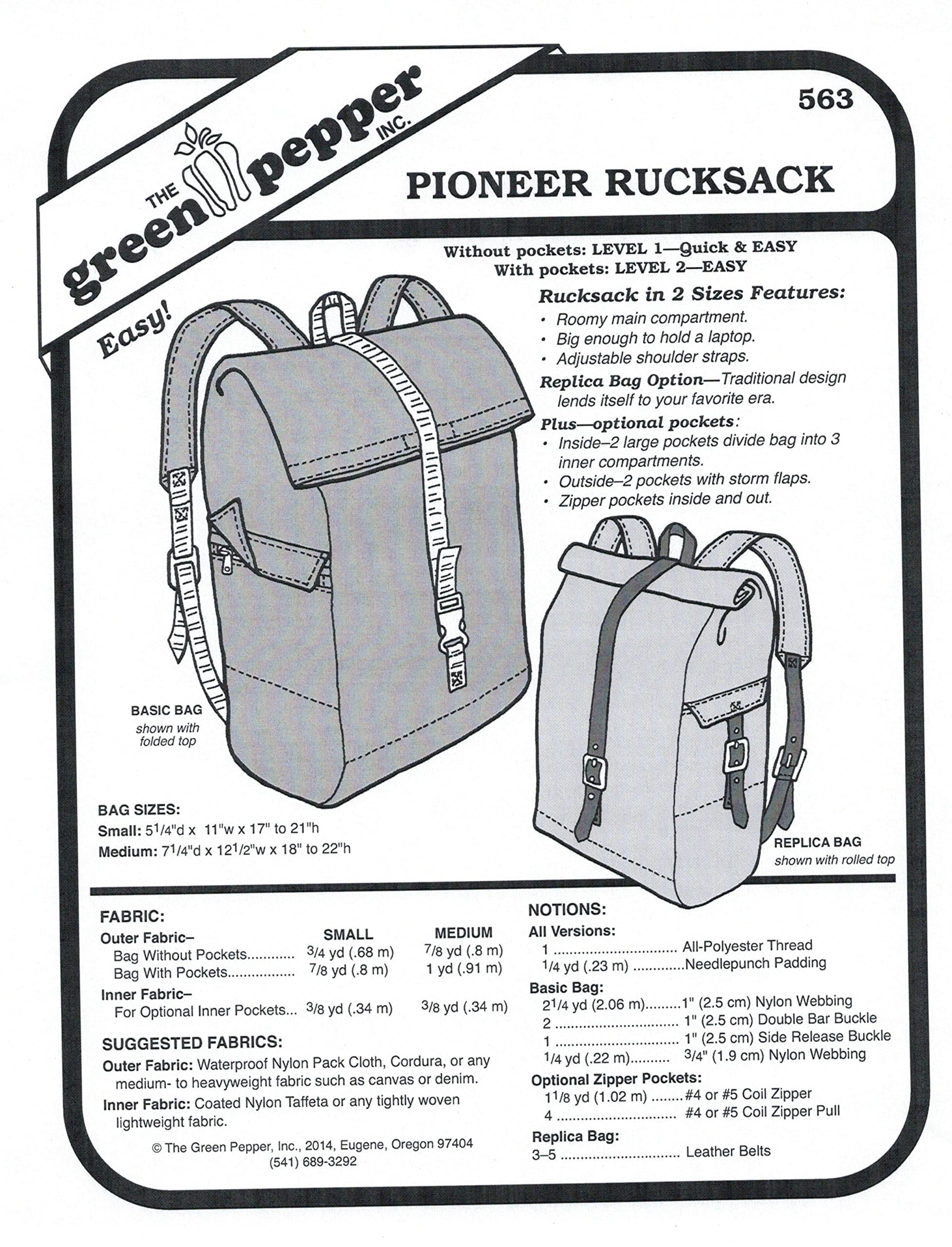 The Green PepperPioneer Rucksack #563 Sewing Pattern