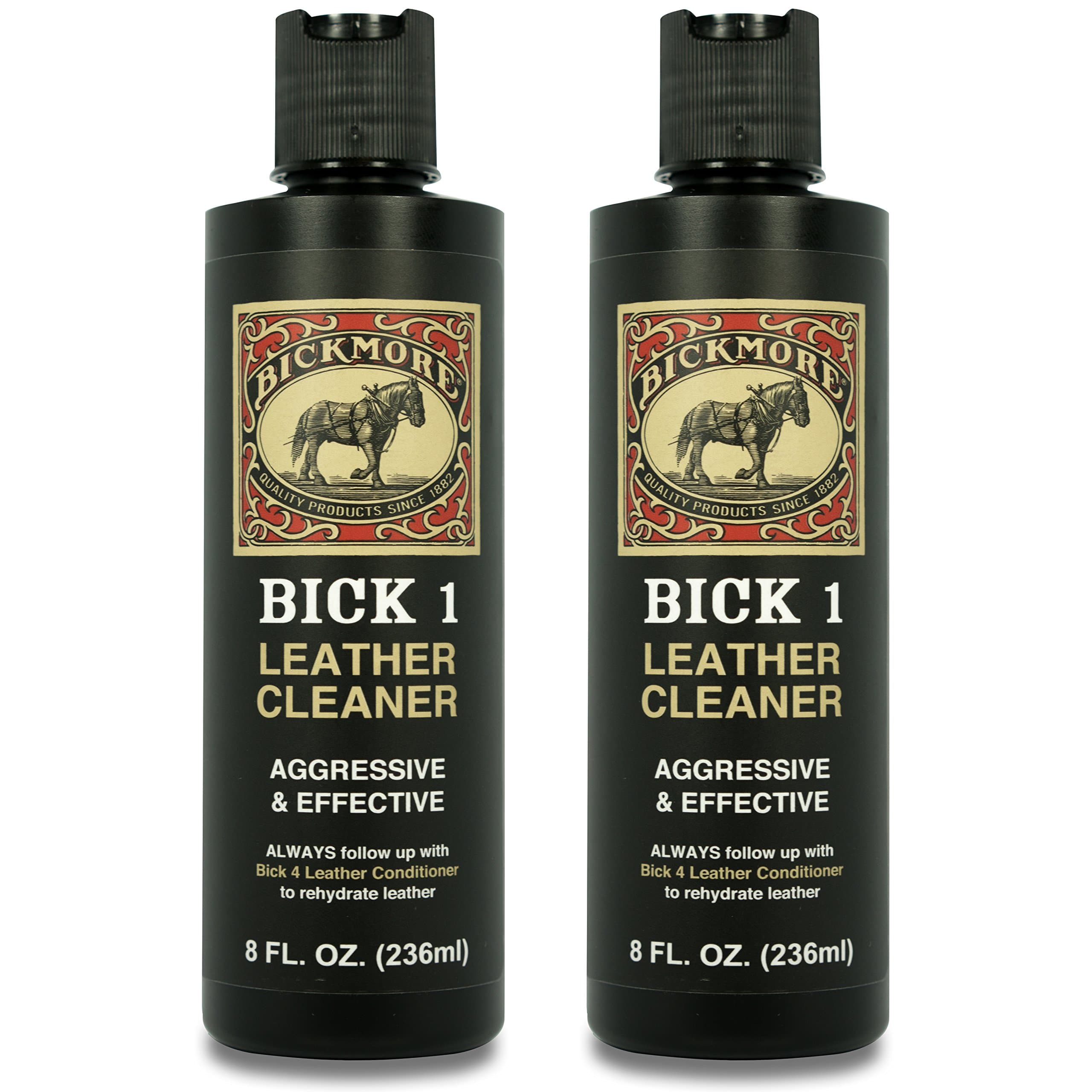 Bick 1 Leather Cleaner 8 oz (2 Pack) - Clean Dirt, Oil, Sweat, Salt, and Water Stains from All Colored, White, and Black Leather
