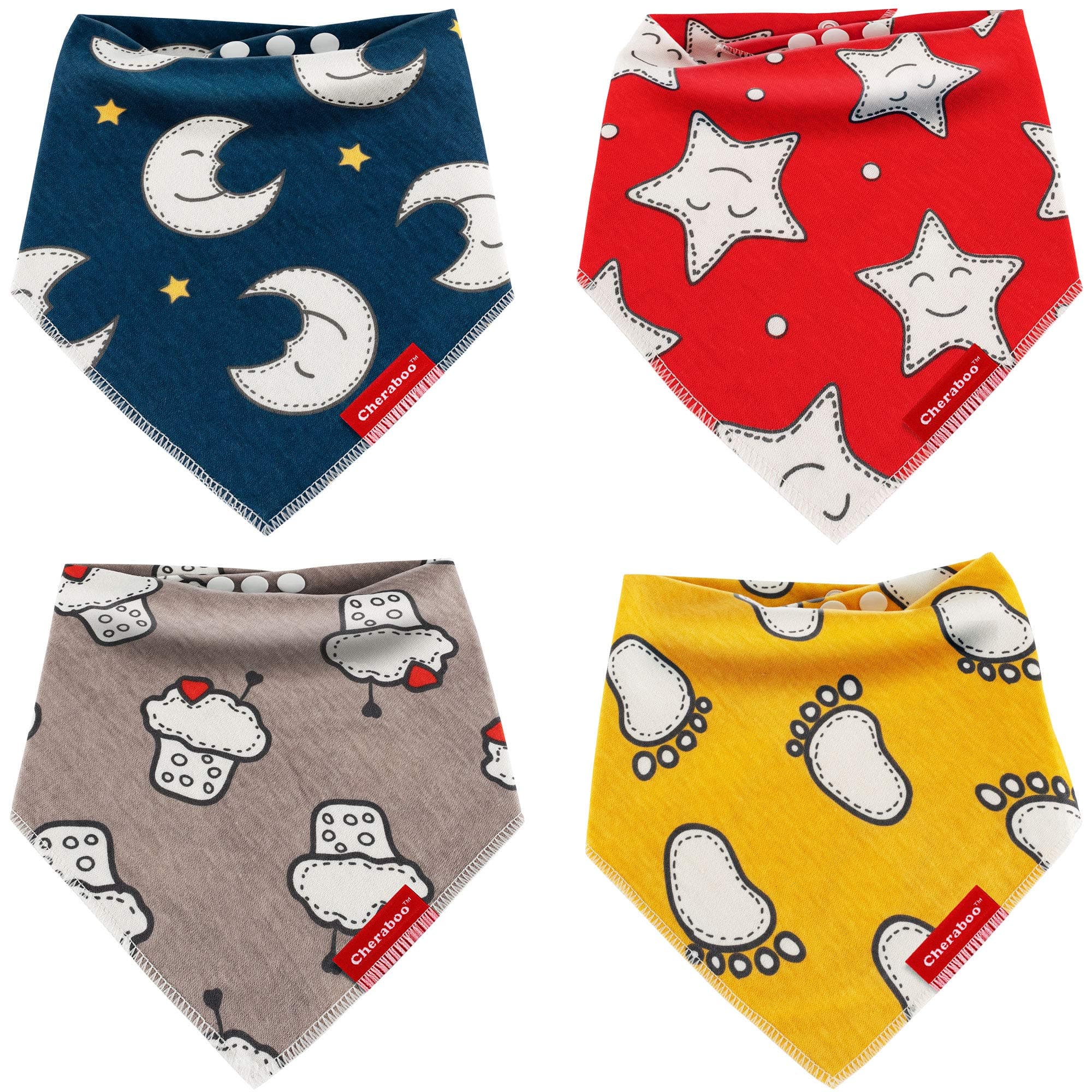 Baby Bibs Dribble Bib 4 Pack Gift Set Soft 100% Pure Cotton