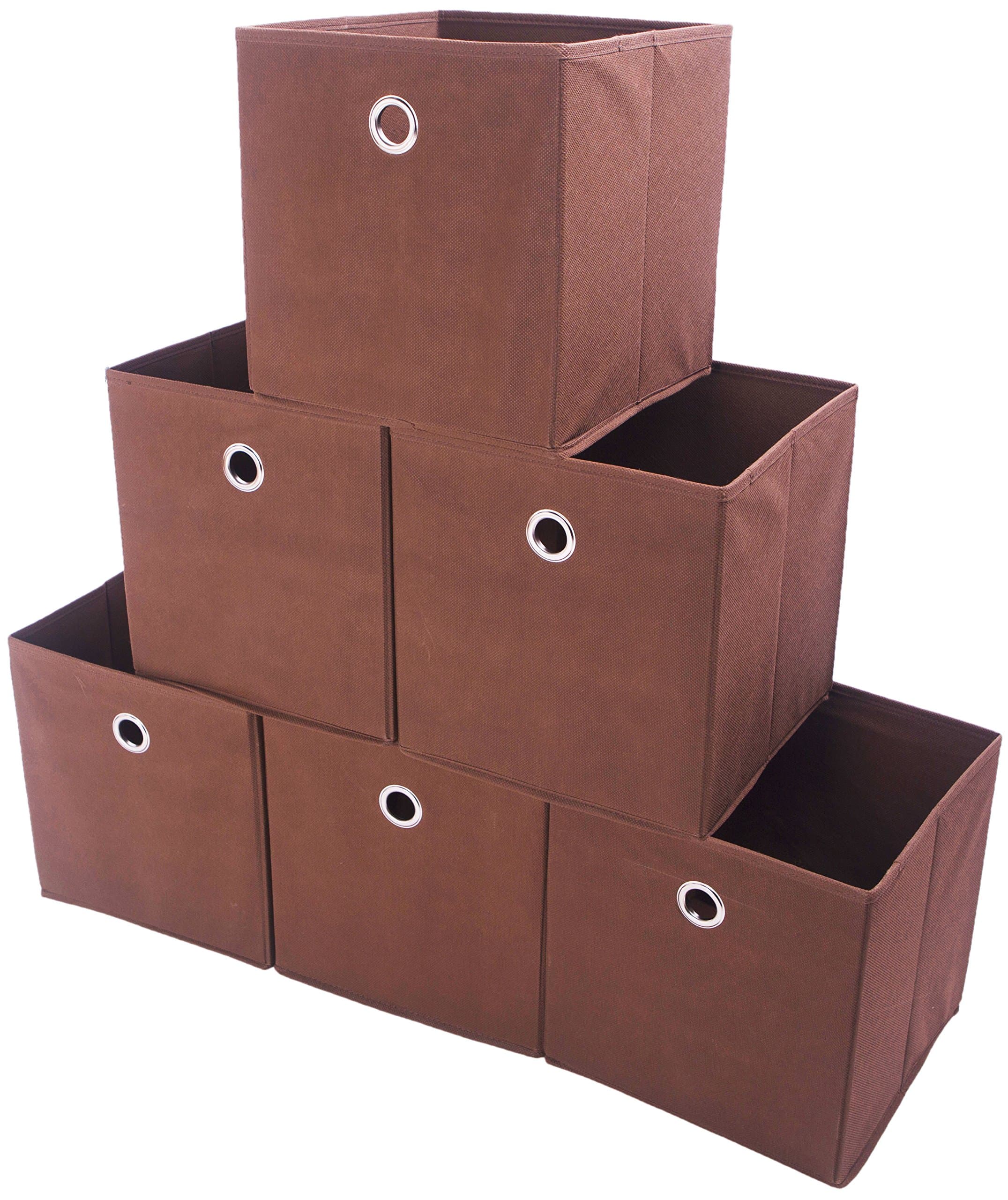 Amborido Storage Cubes Foldable Drawers Fabric Bins 6 Pack Coffee