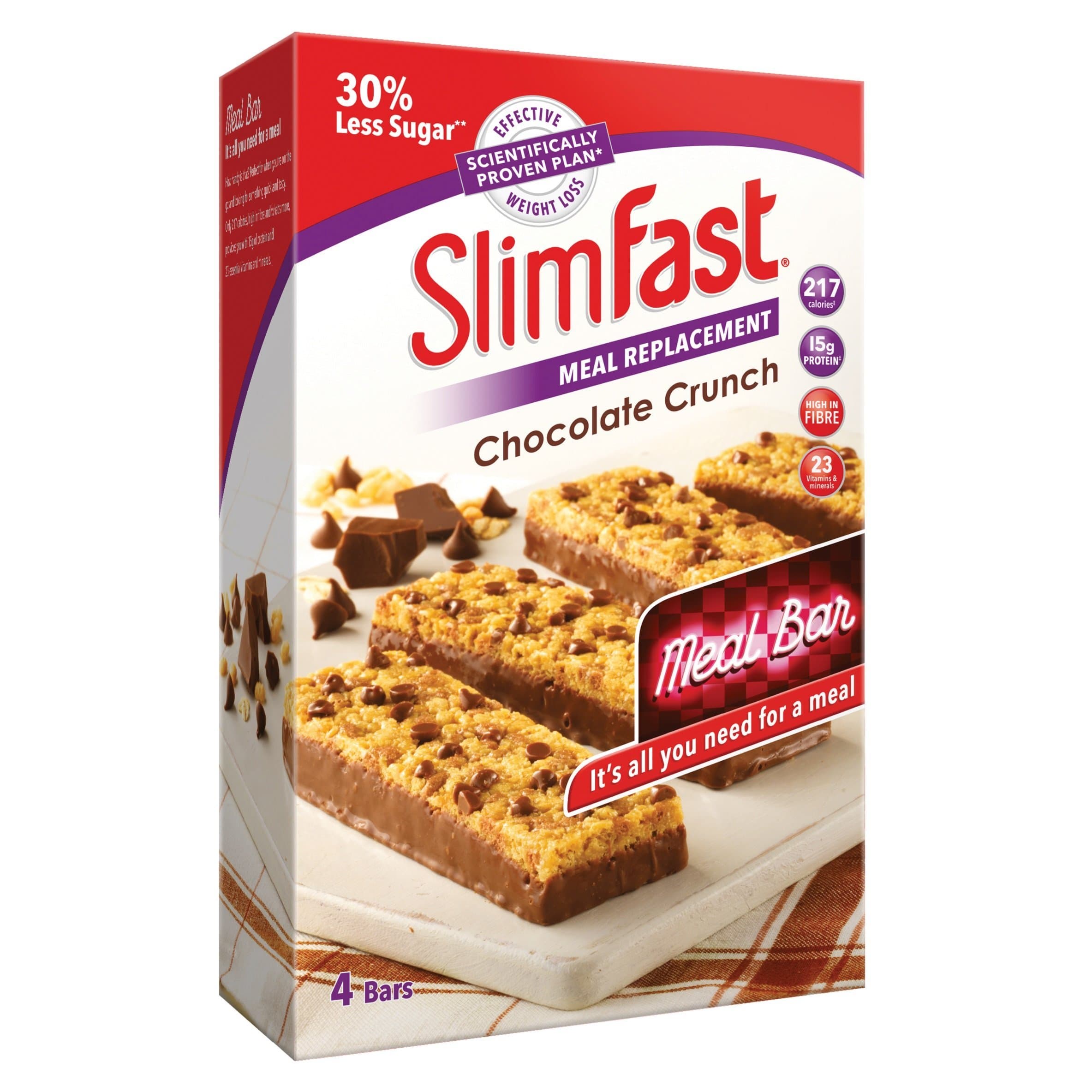 SlimFast 240 g Chocolate Indulgence Meal Replacement Bar - Pack of 4