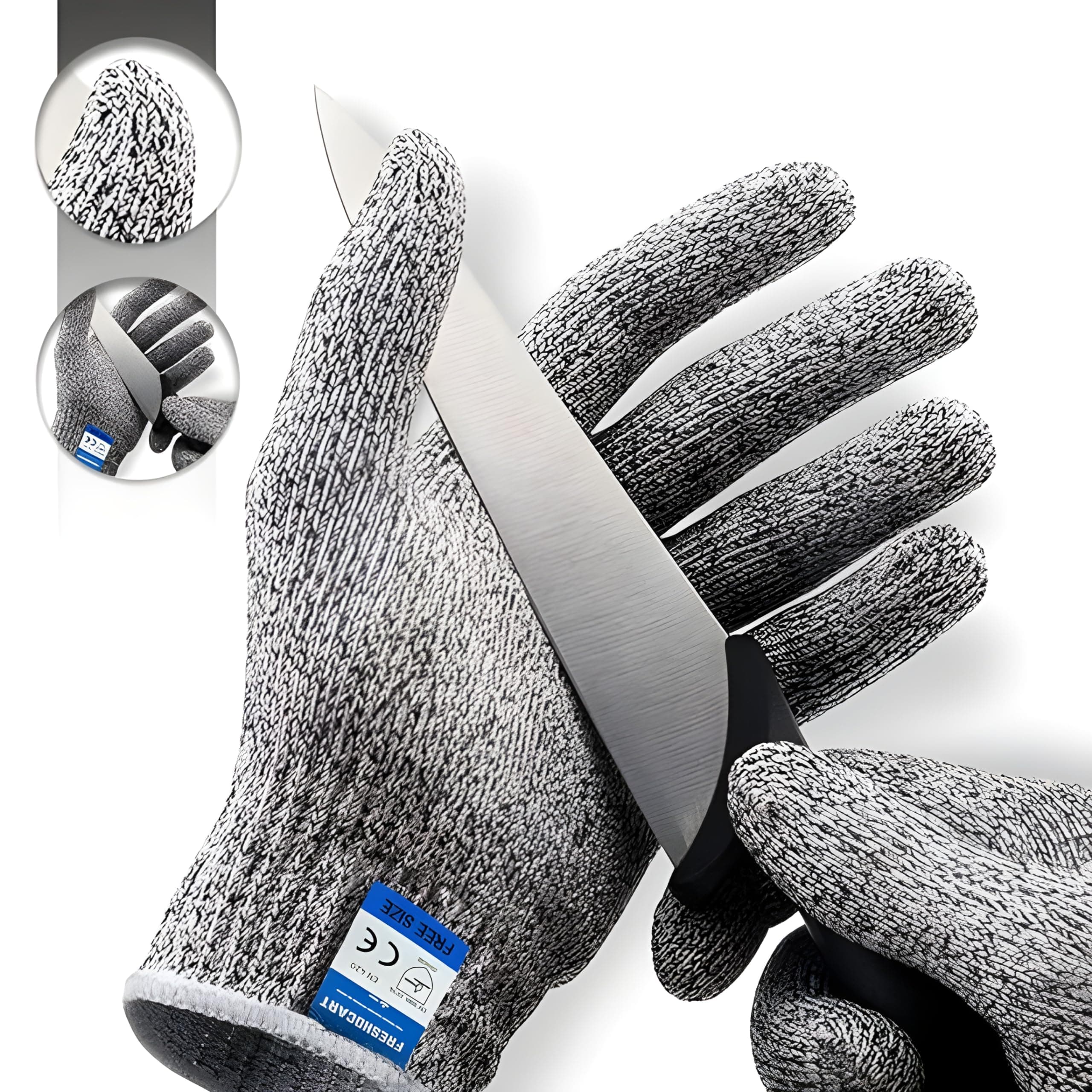 TOP-TIER TOOLS Anti Cut Resistant Level 5 Protection With Elastic Hand Fitting Safety Gloves (Free Size, Grey, 1 Pair), Pack of 1