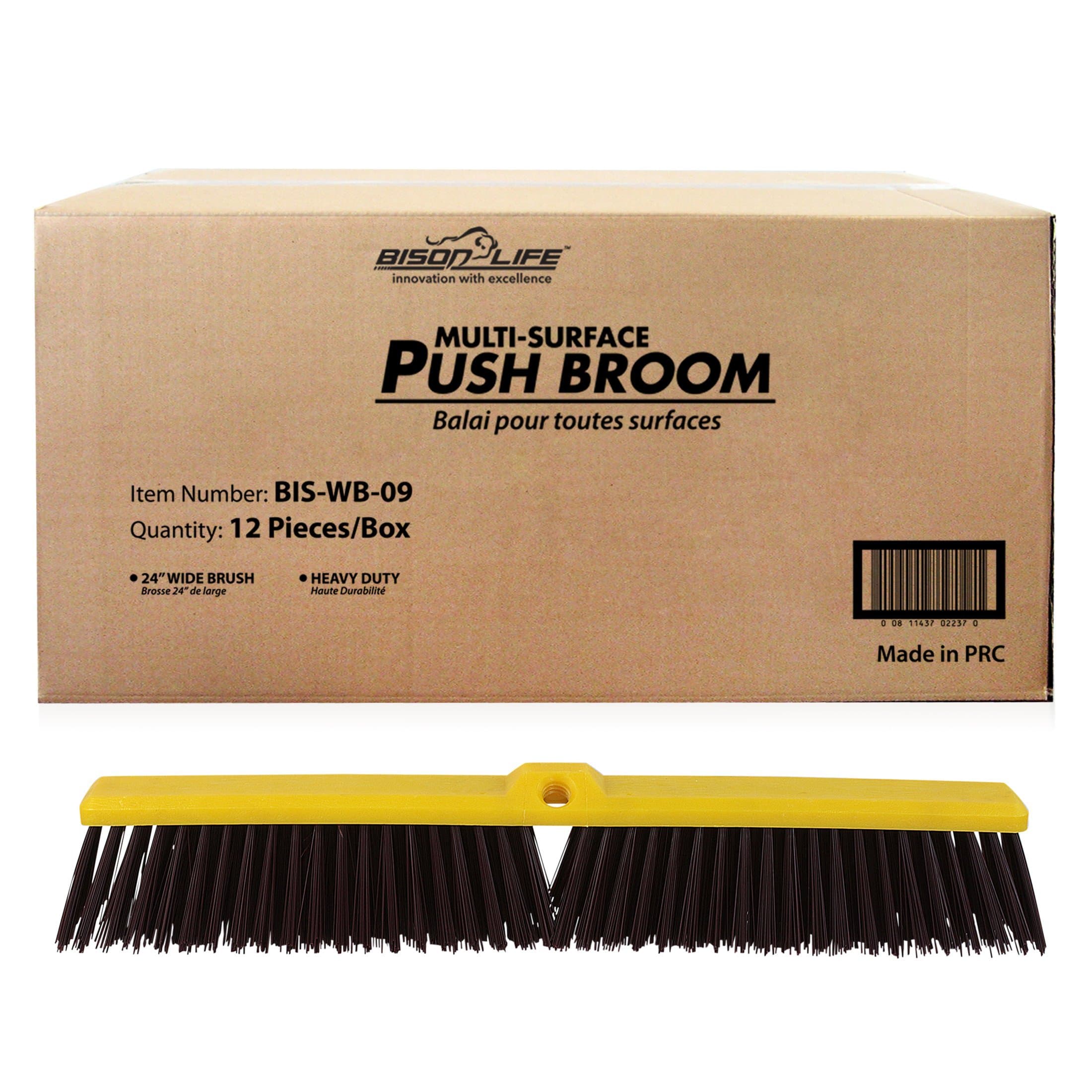 Multi Surface Push Broom - Coarse Polypropylene and Polystyrene Heavy-Duty Floor Sweep Broom (Pack of 12)