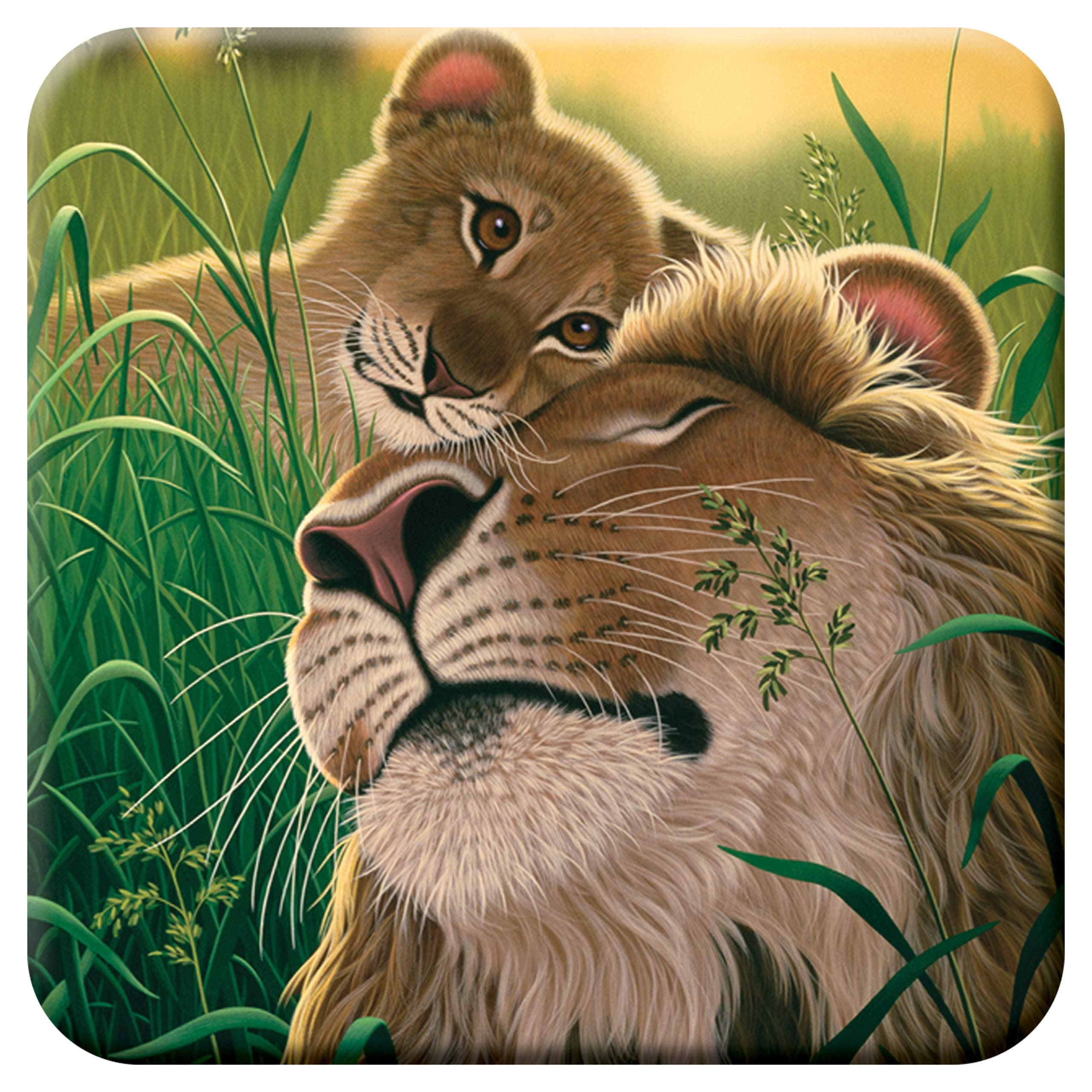 Cork Coaster - A Father's Love from Deluxebase. Drinks Coaster with Lenticular 3D Animal Image. Non-Slip Protective Table Drink Mat for Home Decor and Decorative Accessories.