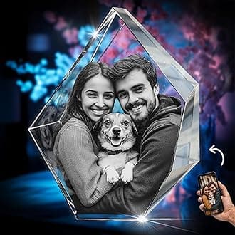 3D innovation 3D Crystal Photo, Personalized Memorial Gifts for Mom, Dad, Wife, Men, Pets, Laser Etched Crystal Detail, Prestige Glass Picture, Sympathy Gifts for Loss of Loved One