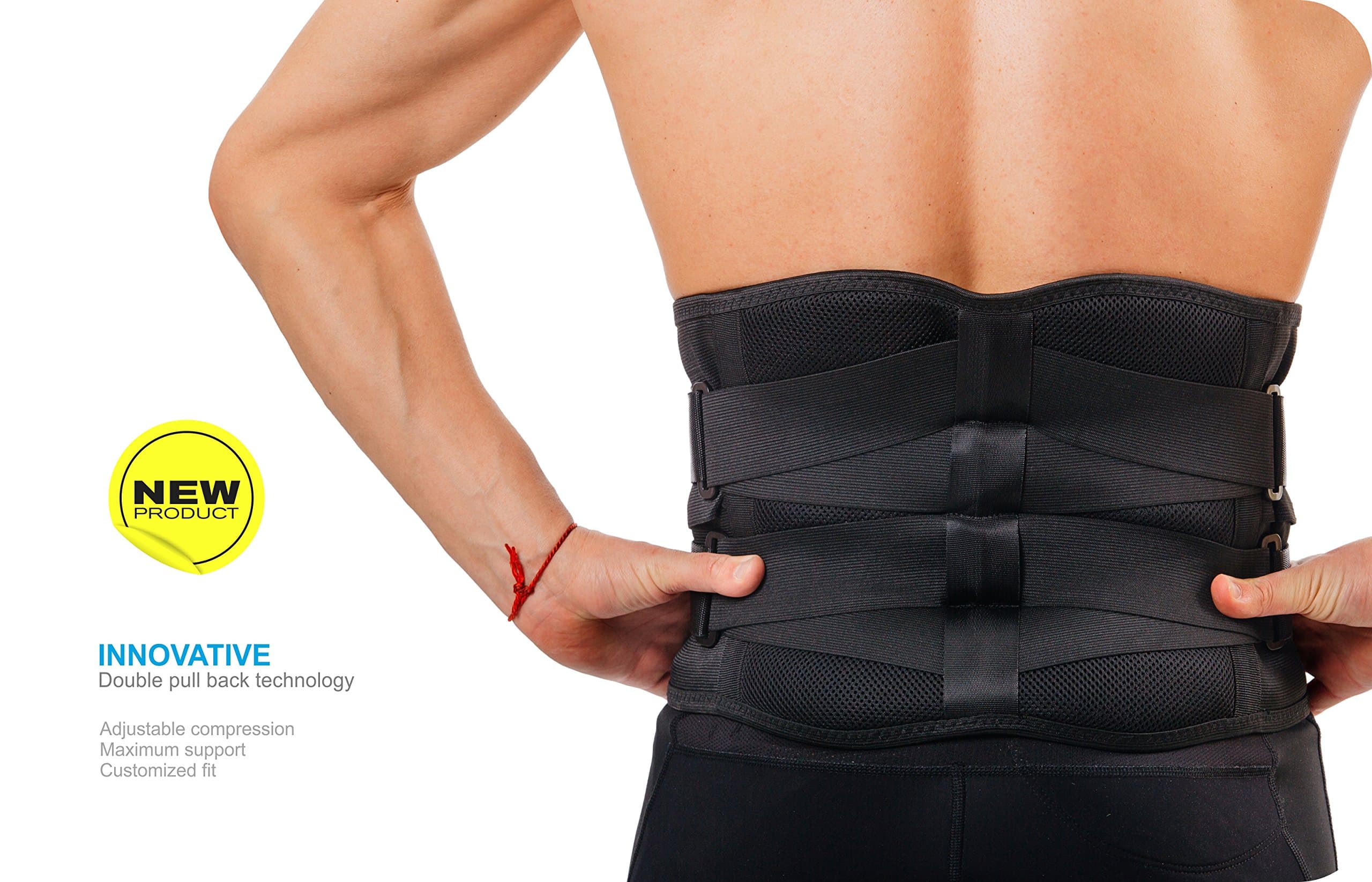 JODEKKO Premium Lumbar Support Belt Breathable Adjustable for Lower Back Pain Relief Spinal Traumas Sciatica or Herniated Disc (Black) (XL)