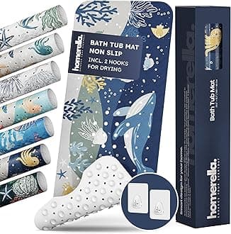 Bathtub Mat Non Slip Anti Mold for Kids 40x16 - homerella® Bath Mat for Tub, BPA Free, Incl. 2 Hooks, Washable Shower Mat Non Slip Anti Mold, Shower Mats for Inside Shower, EU Certified