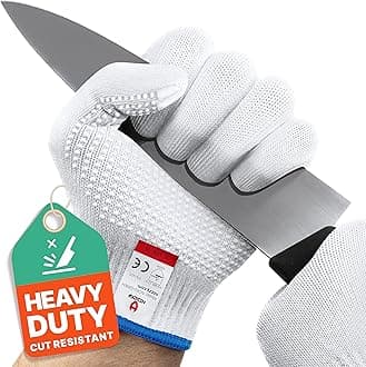 Cut Resistant Protective Work Gloves with Rubber Grip Dots