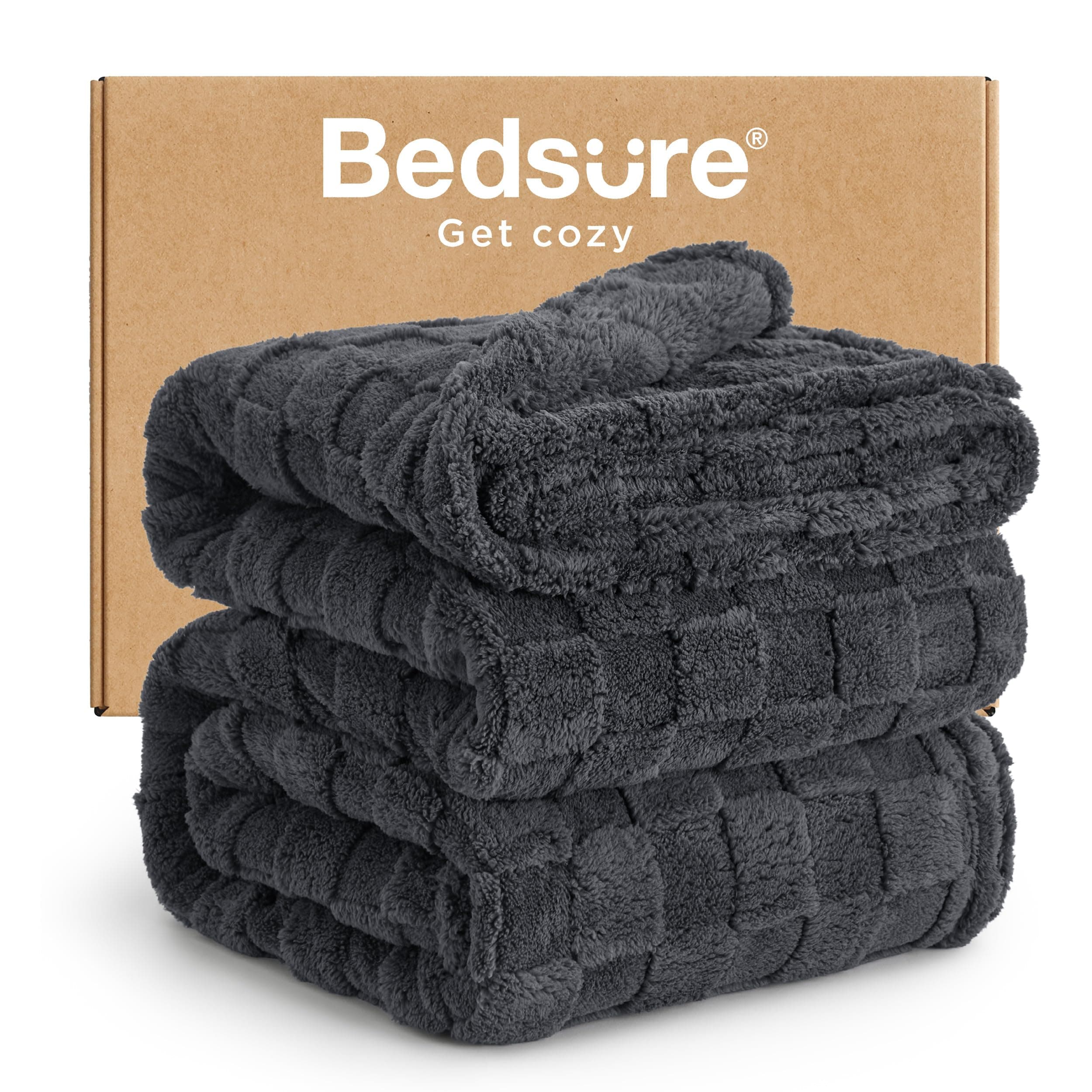 GentleSoft King Size Blanket for Bed - Super Soft Cozy Blankets for Kids Girls, Large Fuzzy Fleece Throw for Bedroom Decor, Dark Grey,108x90 Inches