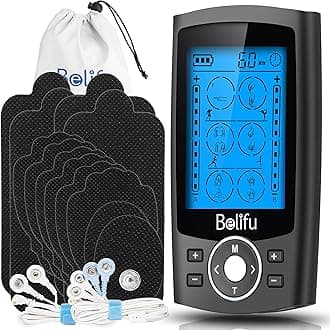 Belifu Dual Channel TENS EMS Unit with 12 Pads, 24 Modes Muscle Stimulator, E...