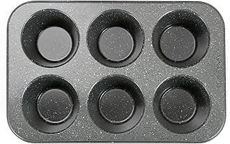Monfish large muffin pan Jumbo Cupcake tin grey stone finish non sticking 3.5x1.75 inch cup