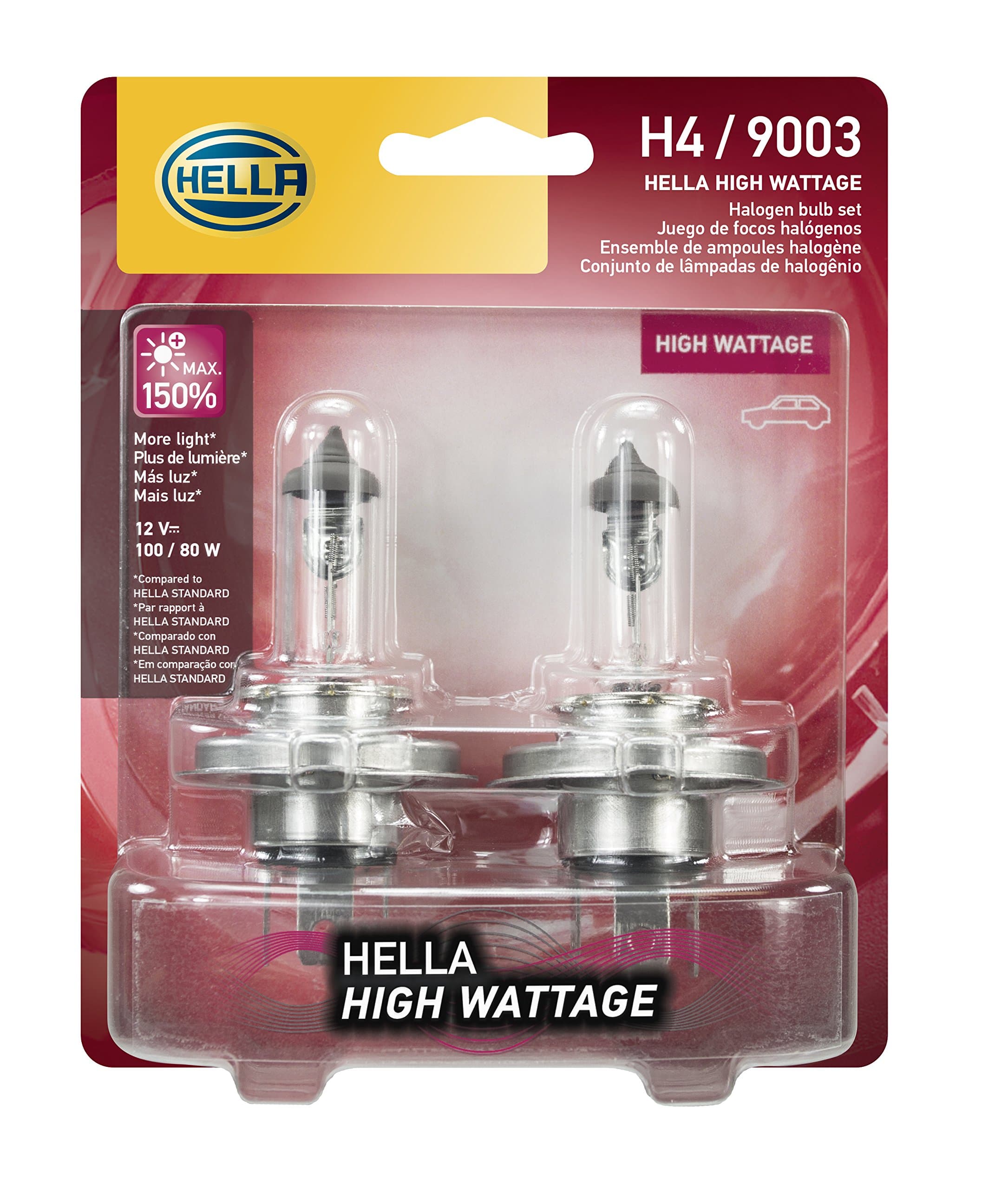 HELLA H4 100/80WTB High Wattage Bulbs, 12V