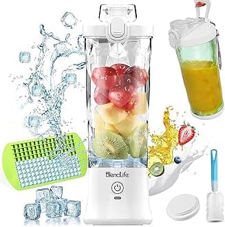 BlendLife Ultra Waterproof Portable Blender For Juices, Shakes, Smoothies. Pulse Mode Feature, LED Lights, 230W, 4000mah Battery. Sipper & Carry Handle, Convertible Jar 600ml - White (1-Year Warranty)