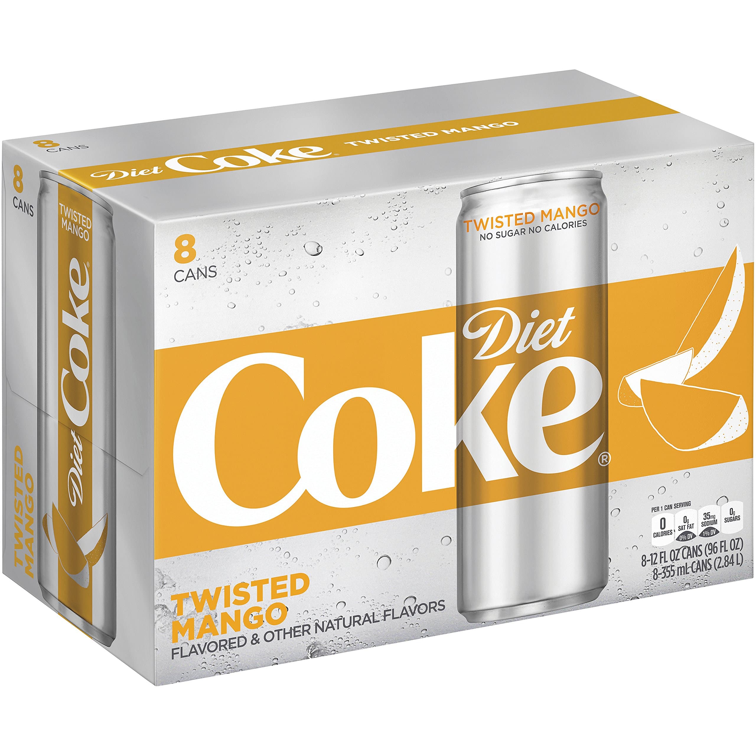 Diet Coke Sleek Can, Twisted Mango, 12 Fluid Ounce (Pack of 8)