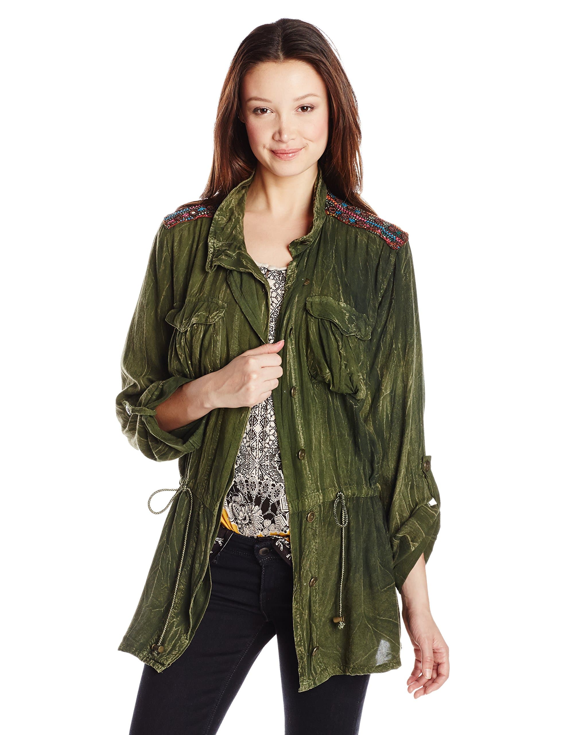 Angie Women's Long Sleeve Embroidered Jacket