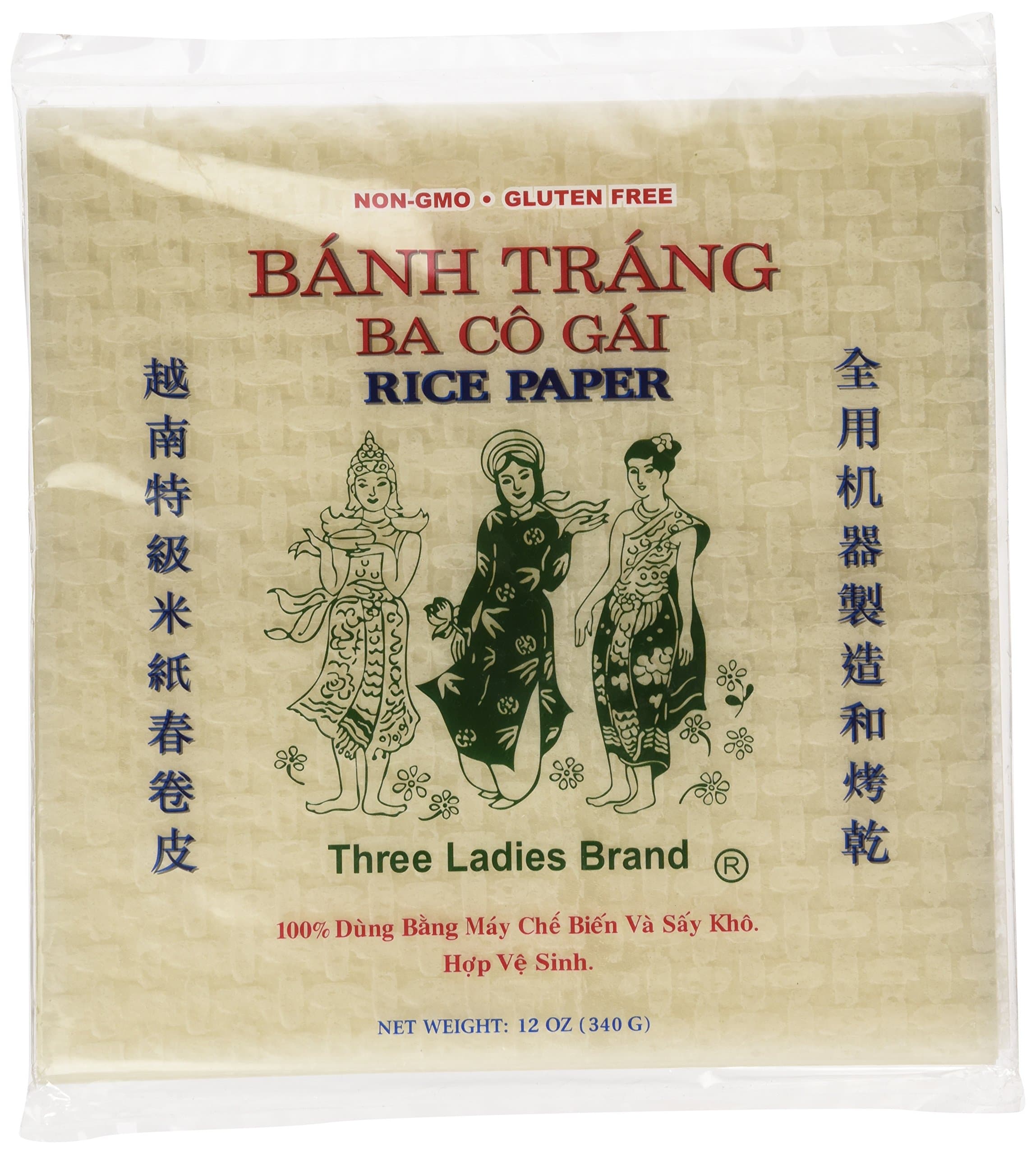 Three Ladies Spring Roll Rice Paper Wrappers (Square 22cm)