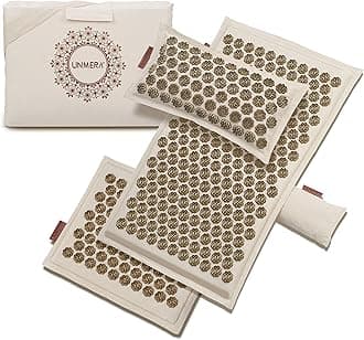 UNMERA Acupressure Mat and Pillow Set,Natural Premium Linen & Coconut Fiber Filling,FSA/HSA Eligible,for Back/Neck Pain Relief, Sciatic, Headache and Muscle Relaxation, Comes with Carrying Bag
