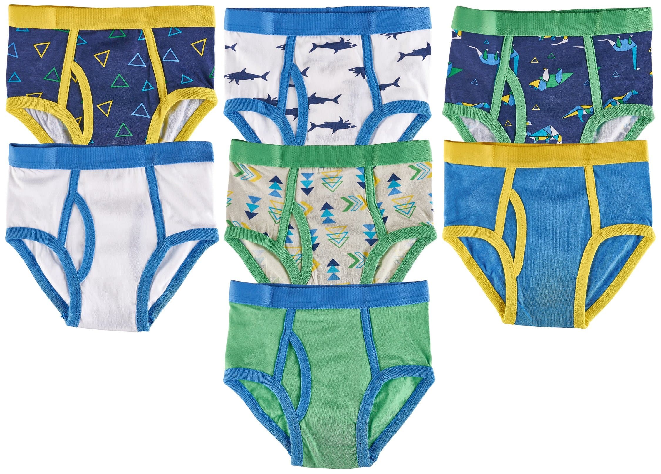 7-Pack Boys Shark & Dino Briefs,Multi, X-Small / 2-4