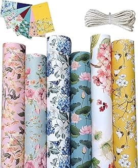 Pack Of 6, Gift Wrapping Paper Sheet, Gift Paper, Gift Wrap Roll, Gift Papers Sheets, Gift Cover Rapping Paper, Gift Wrapper - Floral With Tags,Multicolor