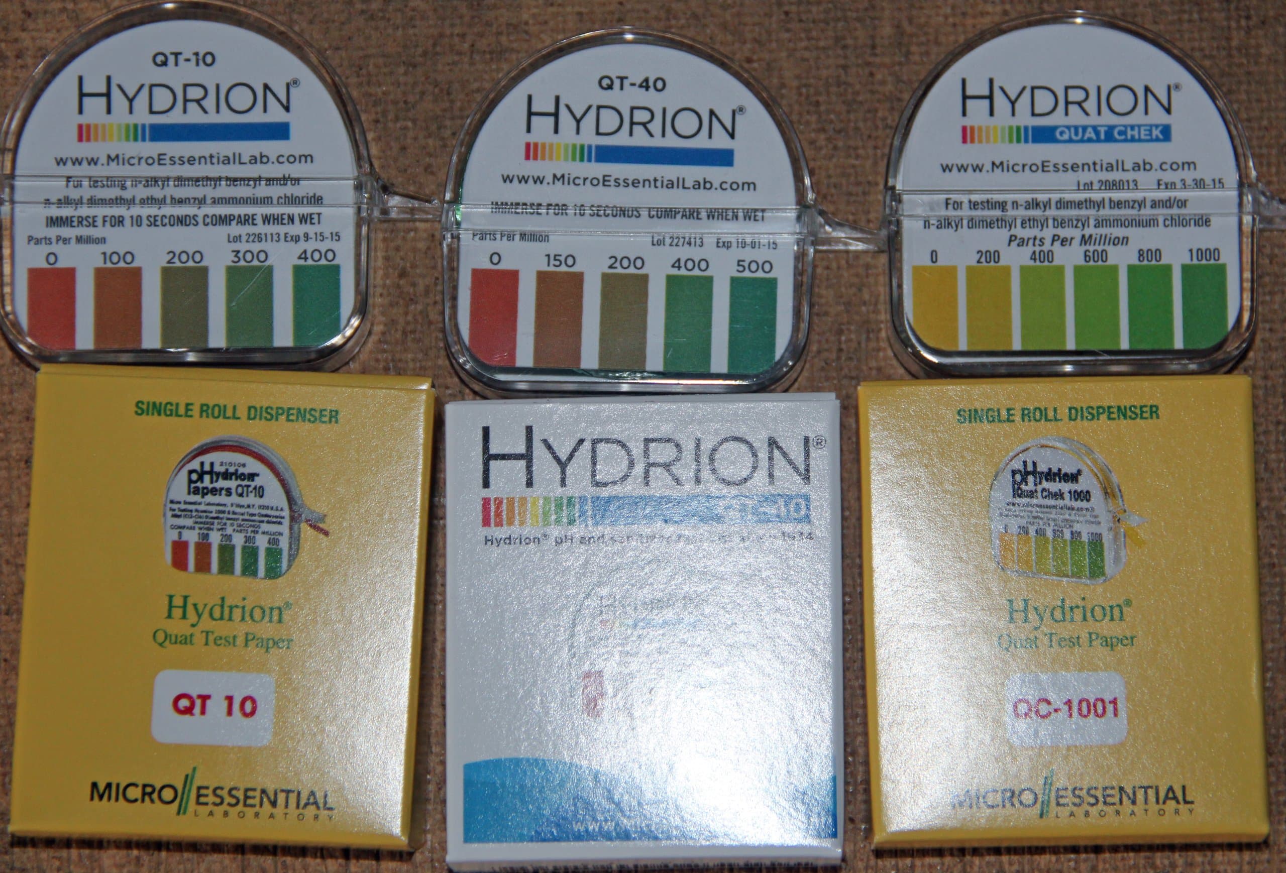 Micro Essential Sanitation test paper 15 ft rolls- 1 Roll of qt-10, 1 Roll of Qt-40, and 1 roll of QC1001