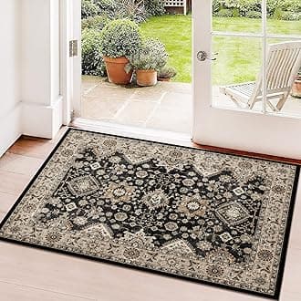 Washable Runner Rug 2x3 Entryway Rug Door Mat Non Slip Runner Rugs with Rubber Backing Soft Kitchen Farmhouse Distressed Carpet for Living Room Bedroom Bathroom